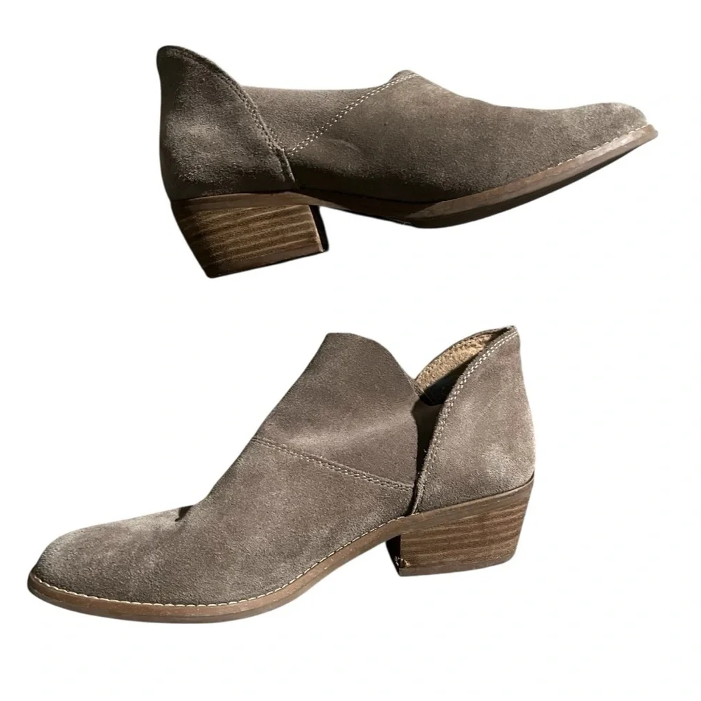 Lucky Brand Fahmida Women’s Leather Ankle Booties Pull On Block Heel Size 8.5